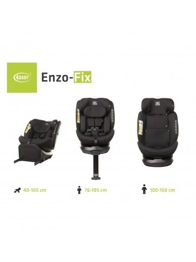 Autokrēsliņš 4Baby Enzo-fix, 0-36 kg., black 5