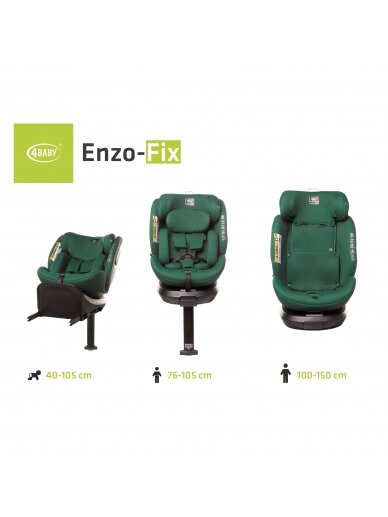 Autokrēsliņš 4Baby Enzo-fix, 0-36 kg., green 5