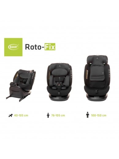 Mašīnas sēdeklis 4Baby Roto-Fix I-Size, 0-36 kg, graphite 9