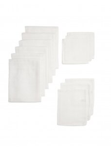 Gauze (muslin) diaper set, 12pcs., Meyco Baby (Basic Uni White)