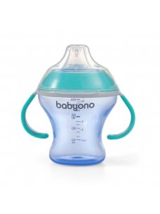 BabyOno neizlejama krūzīte ar mīkstu snīpi Natural Nursing 1456/01, zila, 180 ml