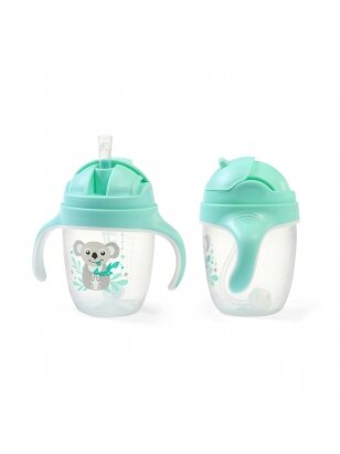 Krūzīte ar salmiņu Babyono 1464/03, zaļa, 6 mēn+, 240 ml