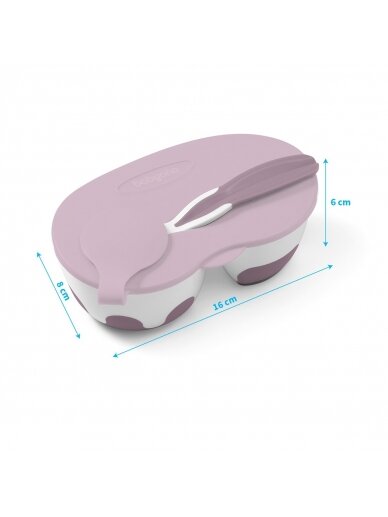 BabyOno šķīvis dubults ar karoti , rozā, 1067/02 5