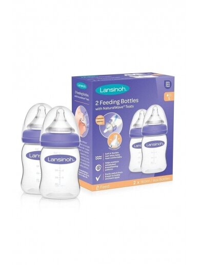 Pack of Baby Feeding Bottles 160ml with NaturalWave® Teat