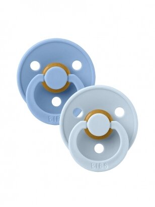 BIBS Colour Round Pacifier - 2 pcs. (Sky blue/Baby blue) 0+months
