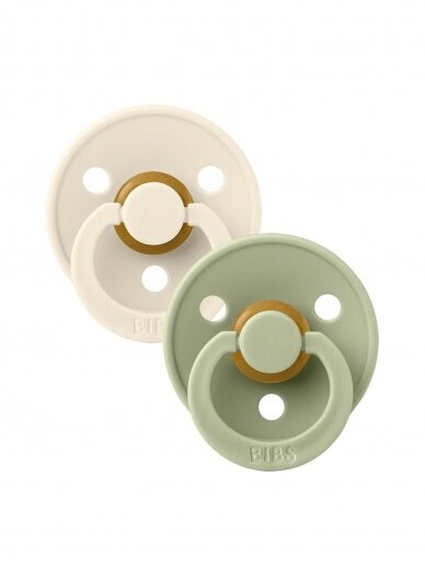 BIBS Colour Round Pacifier 2 gab.. (Ivory/sage) 18+months