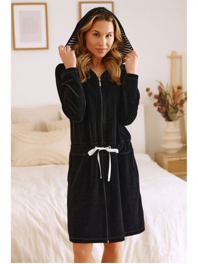 Maternity velvet robe by DN black 6