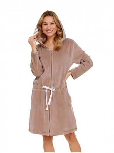 Maternity velvet robe by DN (beige) 2