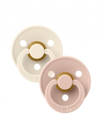 BIBS Colour Symmetrical Pacifier - 2 pcs. (Ivory/Blush) 0+months