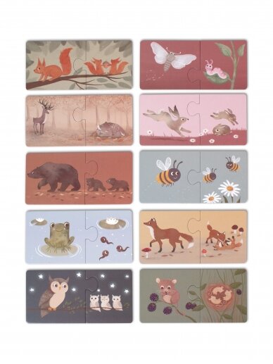 Parent & baby puzzle, Nordic animals, 10 vnt., FILIBABBA, 3+ 3