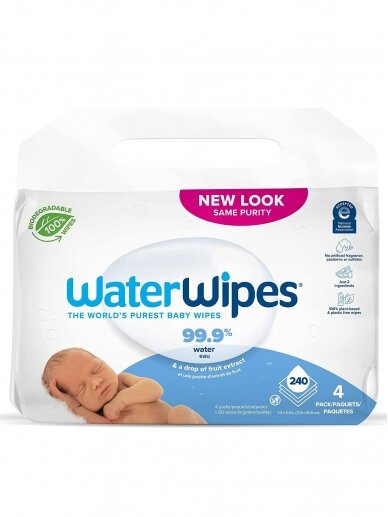 WATER WIPES bērnu salvetes, 4x 60 gb