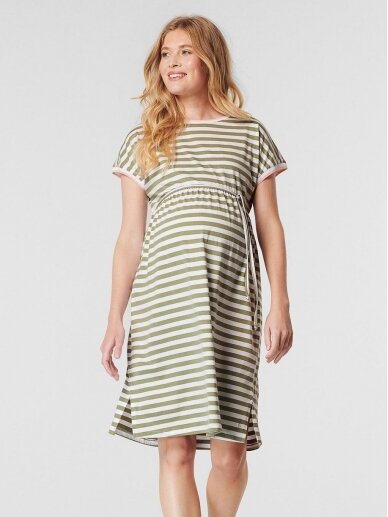 Striped dress, Real Olive by Esprit (white/khaki) 4
