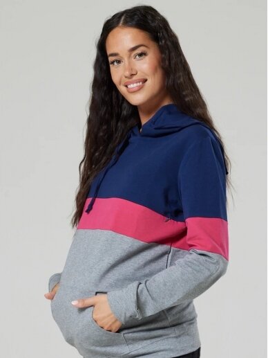 Hoodie for pregnant and nursing women, CC (grey, pink, blue) 2