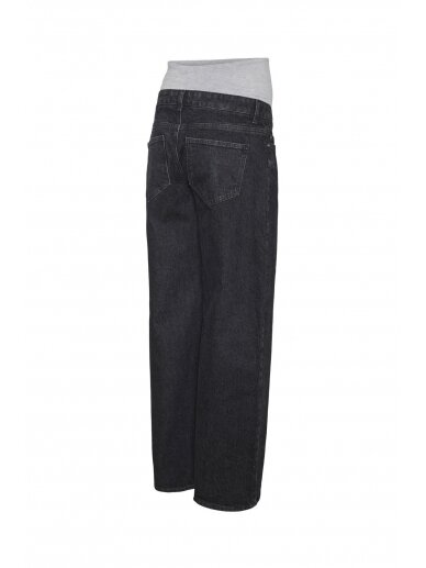 Wide leg fit low waist jeans by Mama;licious (dark grey) 1
