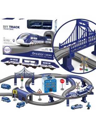 WOOPIE Electric Train Car Track Policijas iecirka Helikopteru vagoni 92 el.