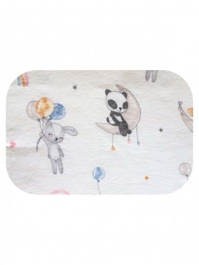 Flannel diaper, 70x80, Panda/fox/rabbit and moon by Ega