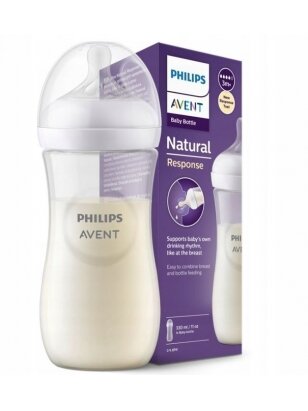 Philips Avent SCY673/01 RESPONSIVE NATURAL PUTELIS AR VENTILĀCI AR GAISA PRIEKŠVĒRUMU 260ML