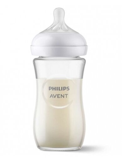 PHILIPS AVENT Natural Response stikla zīdaiņu pudelīte 240 ml, lēnas plūsmas knupītis 1m+ SCY933/01 3