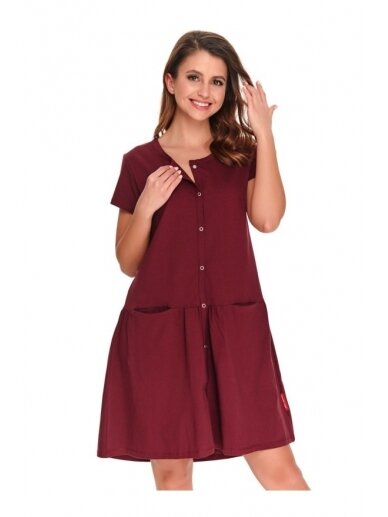 Maternity breastfeeding nightdress Sangria by DN (burgundy)