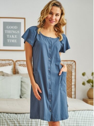 Maternity breastfeeding nightdress, Deep Blue by DN 4