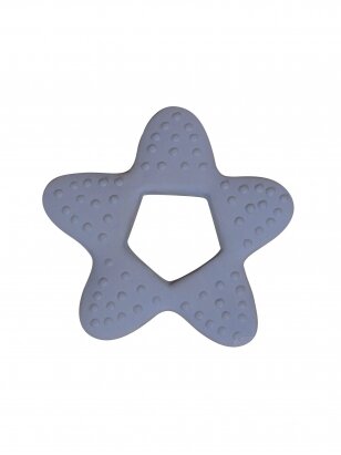 Teether - Star natural rubber - powder blue, FILIBABBA