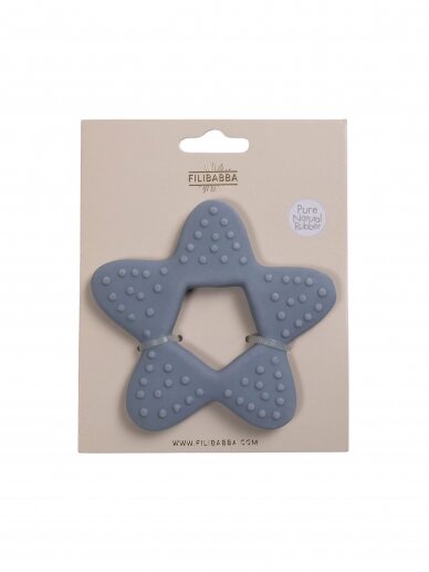 Teether - Star natural rubber - powder blue, FILIBABBA 4