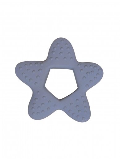 Teether - Star natural rubber - powder blue, FILIBABBA