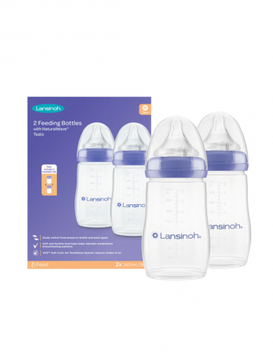 Pack of Baby Feeding Bottles 240ml with NaturalWave® Teat