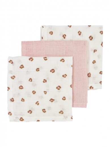 Muslin diapers set, 3 pcs. 30x30, Meyco Baby (Mini Panther soft pink)