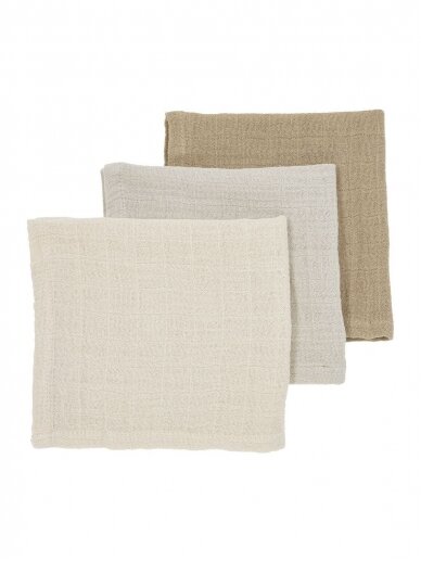 Muslin diapers set, 3 pcs. 30x30, Meyco Baby (uni soft sand/greige/taupe)