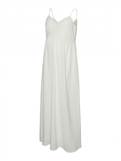 Maternity midi dress with straps VMMKIVA, Mama;licious (white)