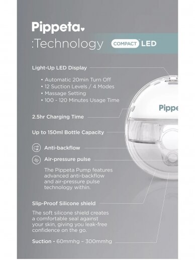 Pippeta Compact LED | Handsfree Breast Pump, 2-pack 3