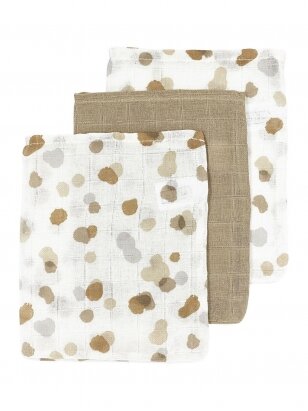 Muslin wash mitts, 3pcs., 17x21, Meyco Baby (Stains sand)
