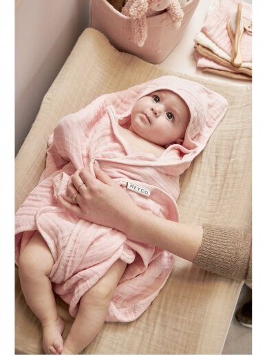Muslīna zīdaiņu dvielis ar kapuci, 80x80, Meyco Baby, Soft pink 2