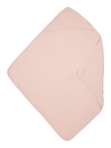 Muslīna zīdaiņu dvielis ar kapuci, 80x80, Meyco Baby, Soft pink