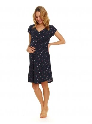 Maternity and nursing nightwear DN 7132 (Black/hearts)