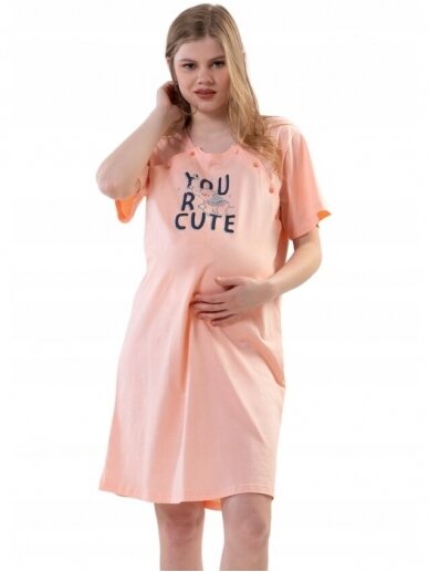 Maternity breastfeeding nightdress by Vienetta (peach)