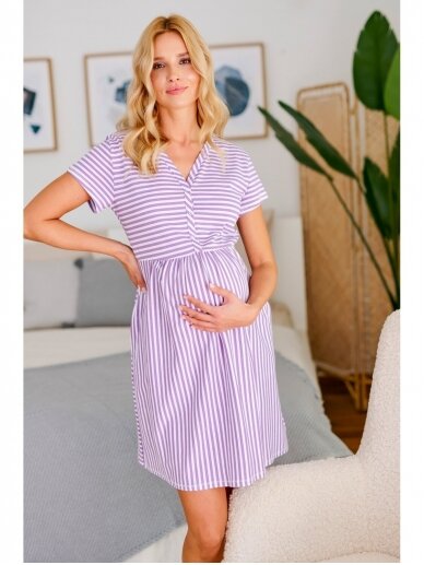 Maternity nursing nightdress by DN (white/purple) 4