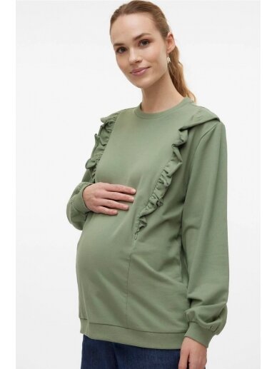 Maternity blouse with nursing function, MLSINE MARY, Mama;licious (green) 1