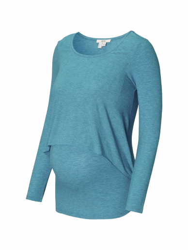 Double-layer long-sleeved top for pregnant and nursing women, Esprit (Blue Coral)