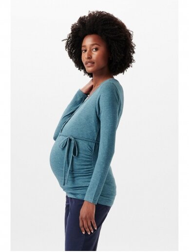 Blouse with long sleeves for pregnant and nursing women, Esprit, (Teal blue) 1