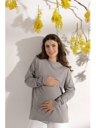 Maternity and nursing blouse, Gray, MOM ONLY 1