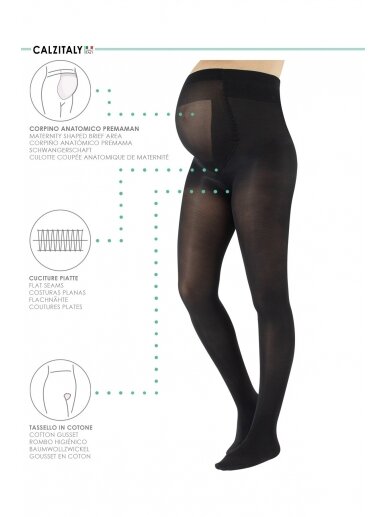 Maternity Tights 40 DEN, Pack 2, Calzitaly, Black 1