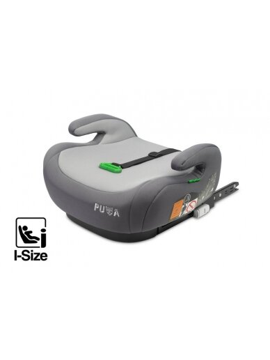 Caretero autokrēsliņš - paaugstinājums Puma Isofix-I-Size, 125-150 cm, grey