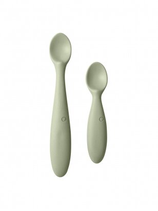 Set of silicone spoons, 2 pcs., Bibs (Sage)