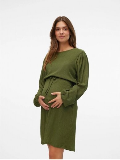 Maternity and nursing dress, MLLUANA, Mama;licious (green) 1