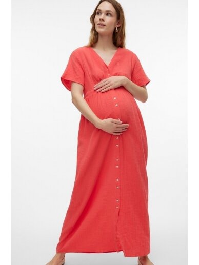 Dress for pregnant and nursing VMMNATALI, Cayenne, Vero Moda (Coral) 1