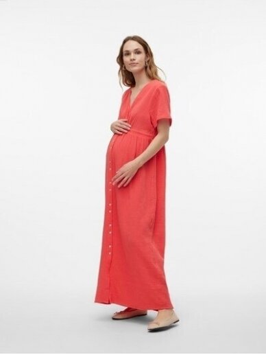 Dress for pregnant and nursing VMMNATALI, Cayenne, Vero Moda (Coral) 2