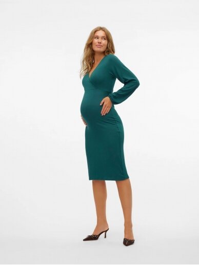 Dress for pregnant and nursing MLTRINITY Midi, Mama;licious (T. green) 3