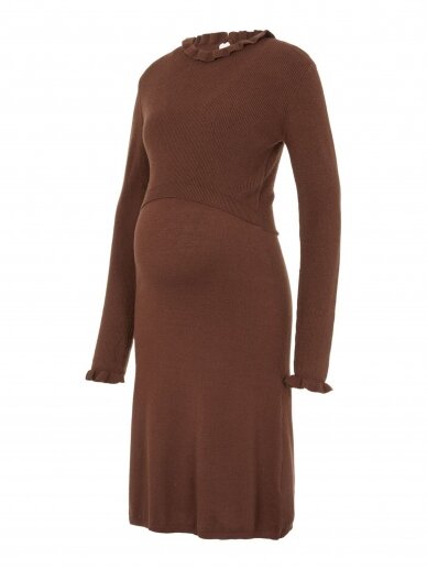 2-in-1 knitted mini dress by Mama;licious (brown)